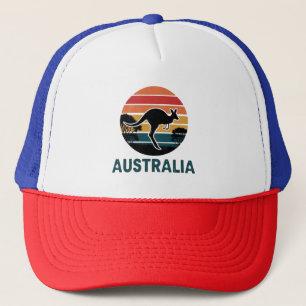 Retro Australian Sunset  Animal jumping Kangaroo Trucker Hat