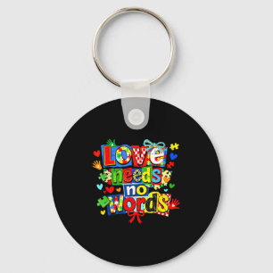 Retro autism awareness month puzzle cute love key ring