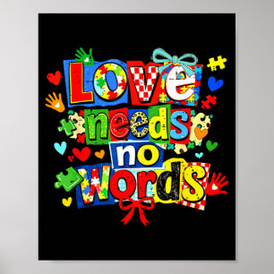 Retro autism awareness month puzzle cute love poster
