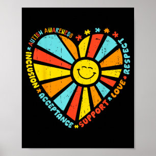 Retro Autism Awareness Shirts Men Women Kids Heart Poster