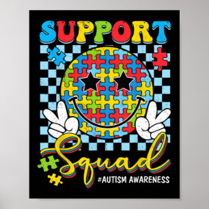 Retro Autism Awareness Support-squad Groovy Smile  Poster