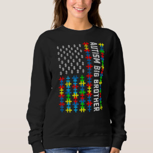 Retro Autism Awareness Usa Flag Big Brother Suppor Sweatshirt