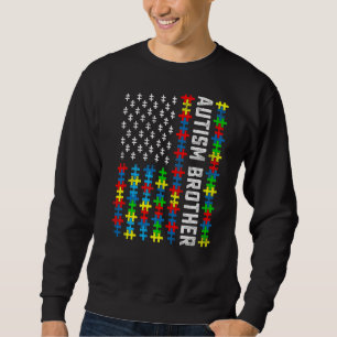 Retro Autism Awareness Usa Flag Brother Support Au Sweatshirt