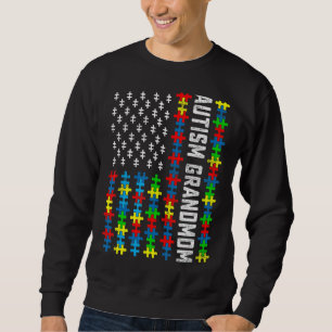 Retro Autism Awareness Usa Flag Grandmom Support A Sweatshirt