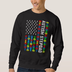 Retro Autism Awareness USA Flag Stepdad Support Au Sweatshirt