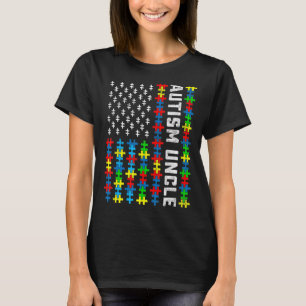 Retro Autism Awareness Usa Flag Uncle Support Auti T-Shirt