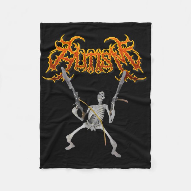 Retro Autism Skeleton Meme Funny Men  Fleece Blanket (Front)