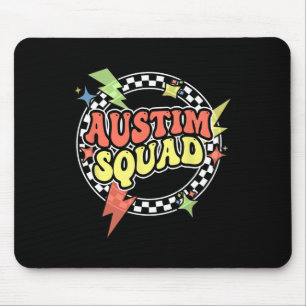 Retro Autism Squad Support Autism Mum Dad Funny Fo Mouse Mat