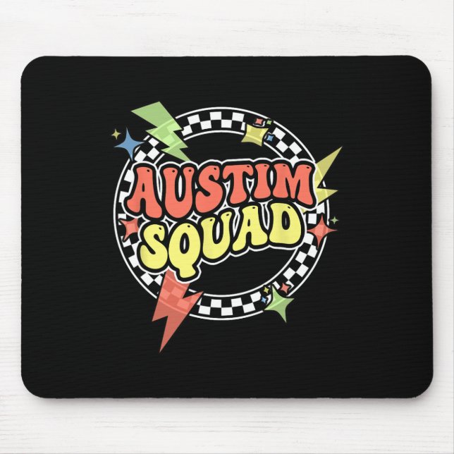 Retro Autism Squad Support Autism Mum Dad Funny Fo Mouse Mat (Front)
