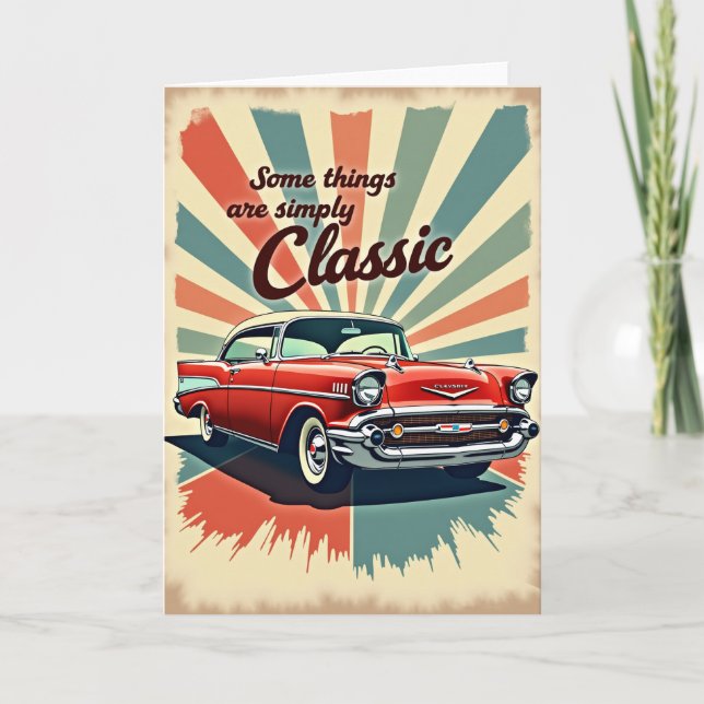Retro Auto Art Birthday Card (Front)