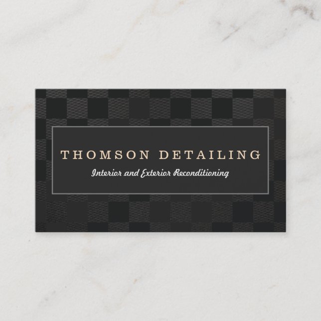 Retro Auto Detailing &  Auto Body Repair Chequered Business Card (Front)