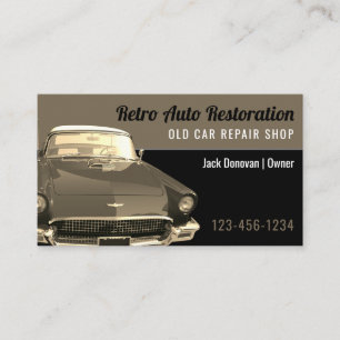 Retro Auto Restoration   Repair Shop Business Card
