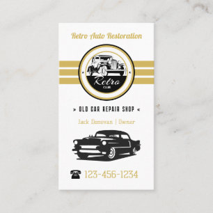 Retro Auto Restoration   Repair Shop elegant Business Card