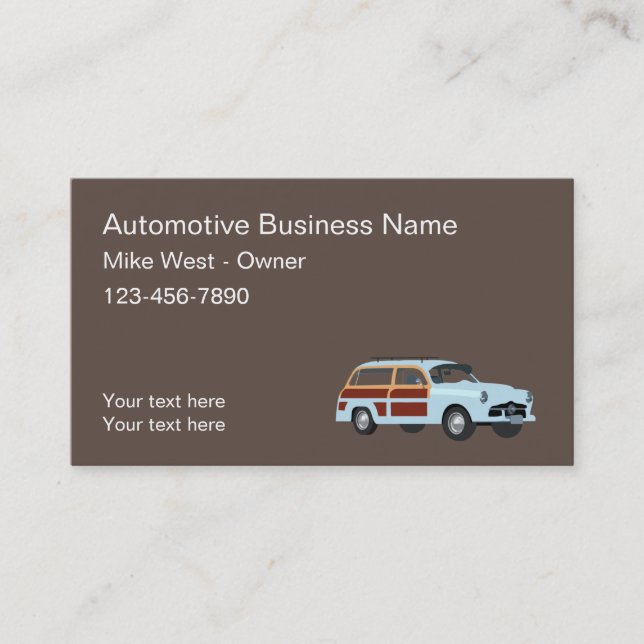 Retro Automotive Business Cards Design (Front)