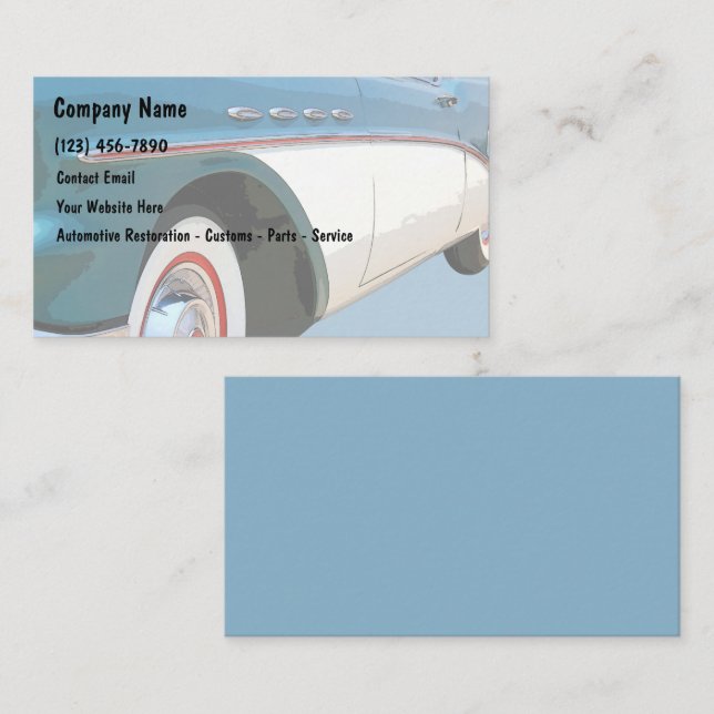 Retro Automotive Restoration Business Cards (Front/Back)