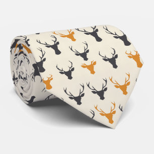 Retro Autumn Buck Deer Head Neck Tie
