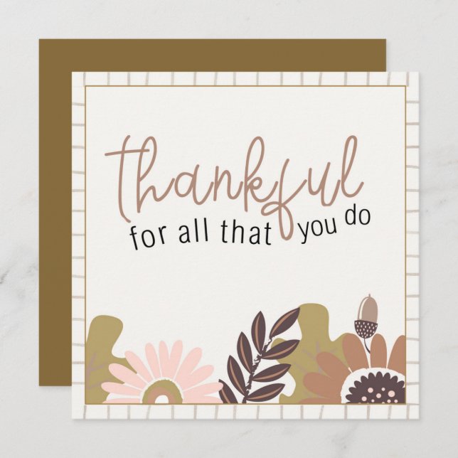 Retro Autumn Fall Floral Farmhouse Thankgiving Invitation (Front/Back)