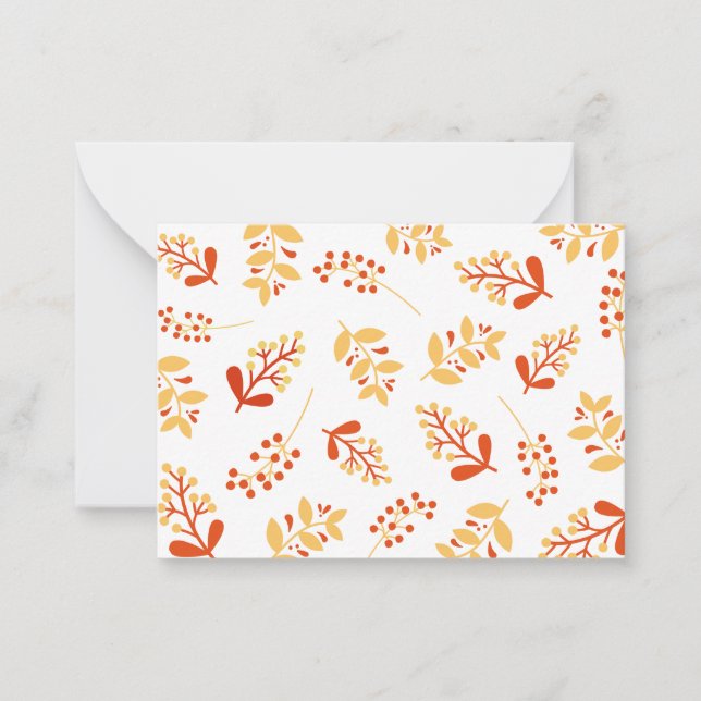 Retro Autumn Florals 2 Note Card (Front)