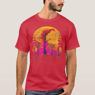 Retro Autumn Leaves Tree Thanksgiving Landscape Fa T-Shirt