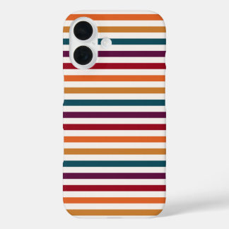 Retro Autumn Multi-Coloured Horizontal Striped iPhone 16 Case