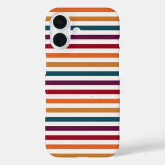 Retro Autumn Multi-Coloured Horizontal Striped iPhone 16 Case