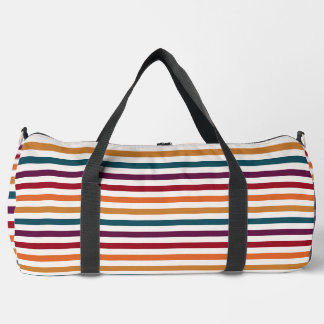 Retro Autumn Multi-Coloured Horizontal Striped Duffle Bag