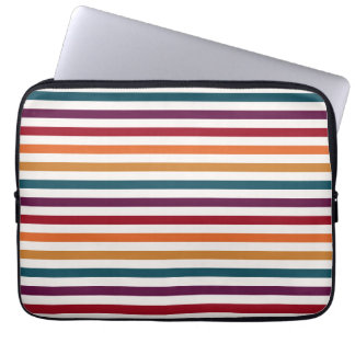 Retro Autumn Multi-Coloured Horizontal Striped Laptop Sleeve