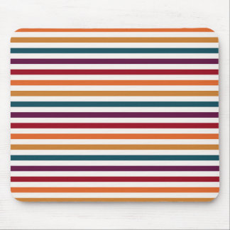 Retro Autumn Multi-Coloured Horizontal Striped Mouse Mat