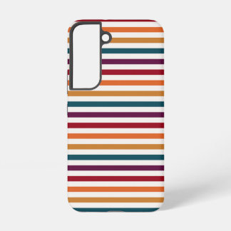Retro Autumn Multi-Coloured Horizontal Striped Samsung Galaxy Case