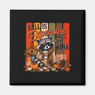 Retro autumn pumpkin racoon fall is expensive and magnet