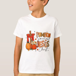 Retro Autumn Pumpkins Spice And Jesus Christ Fall T-Shirt
