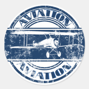 Retro Aviation Art Classic Round Sticker