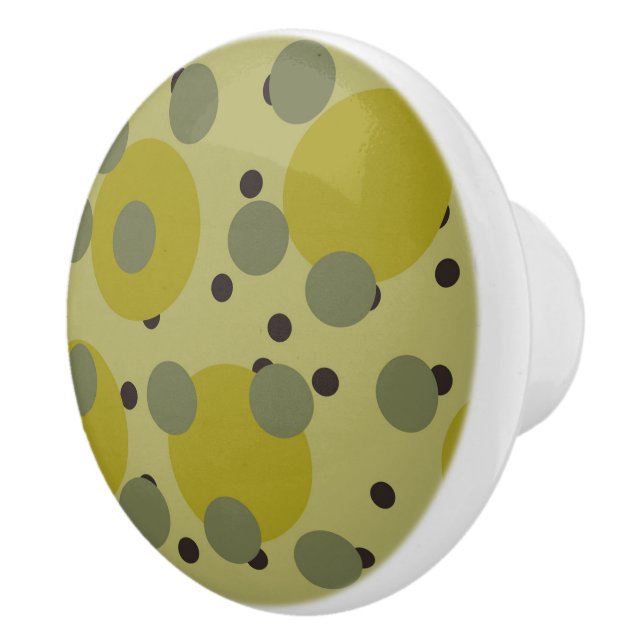 Retro Avocado Dream 1970s Atomic Circles   Ceramic Knob (Right)