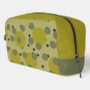 Retro Avocado Dream 1970s Atomic Circles Dopp Kit