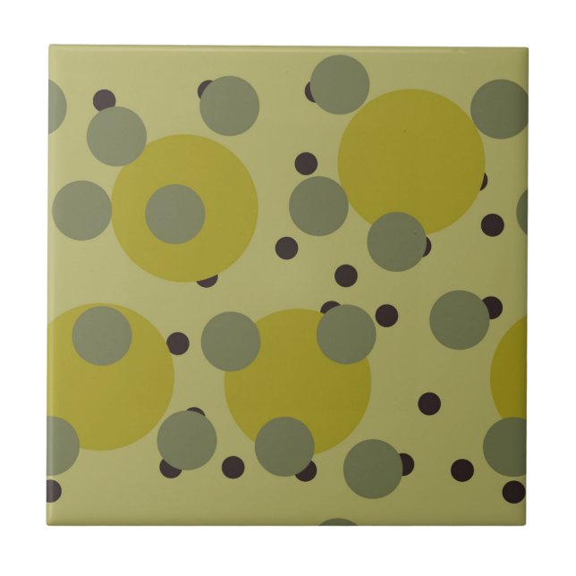 Retro Avocado Dream 1970s Atomic Circles   Tile (Front)
