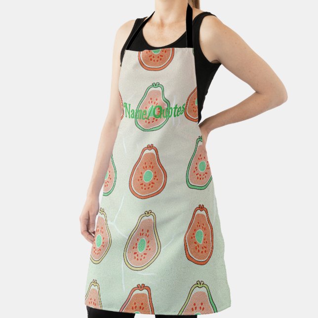 Retro Avocado Pattern – Peach and Mint Green Apron (Insitu)