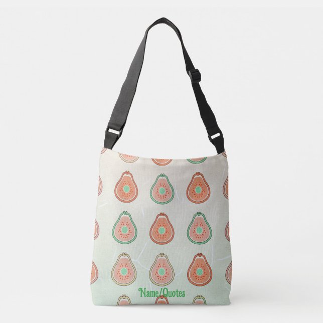 Retro Avocado Pattern – Peach and Mint Green Crossbody Bag (Front)