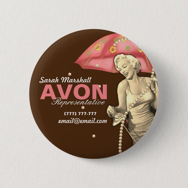Retro Avon Representative  6 Cm Round Badge (Front)