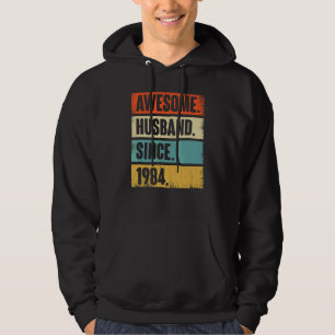 Retro Awesome Husband Since 1984 38 Wedding Aniver Hoodie