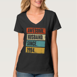 Retro Awesome Husband Since 1984 38 Wedding Aniver T-Shirt