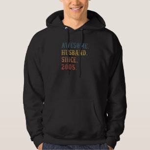 Retro Awesome Husband Since 2005 17 Wedding Anive Hoodie
