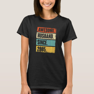 Retro Awesome Husband Since 2005 17 Wedding Aniver T-Shirt