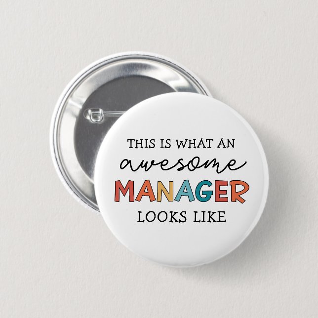 Retro Awesome Manager Funny 6 Cm Round Badge (Front & Back)
