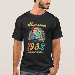 Retro Awesome Since 1932 90 Year Old Girl 90th Bir T-Shirt