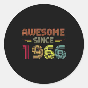 Retro Awesome Since 1966 56th Birthday Bday Born I Classic Round Sticker