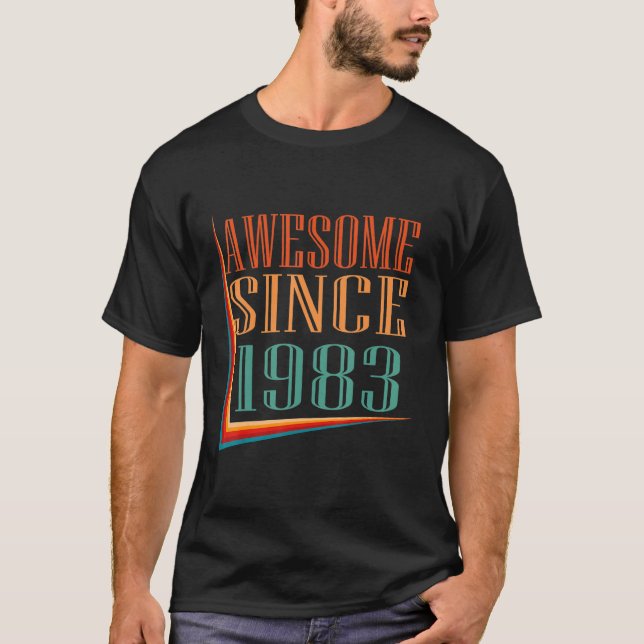 Retro Awesome Since 1983 39th Birthday T-Shirt (Front)