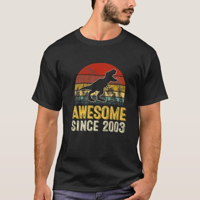 Retro Awesome Since 2003 Dinosaur Boy T Rex 19Th B T-Shirt (Front)