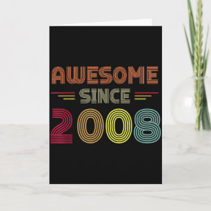 Retro Awesome Since 2008 14th Birthday Bday Born I Card
