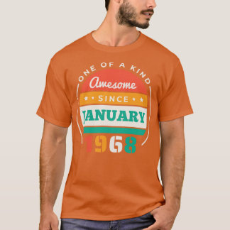 Retro Awesome Since January 1968 Birthday Vintage T-Shirt
