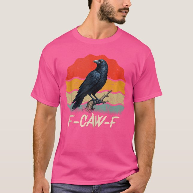Retro awF Black Bird Crow Funny Crow Bird Cawing G T-Shirt (Front)